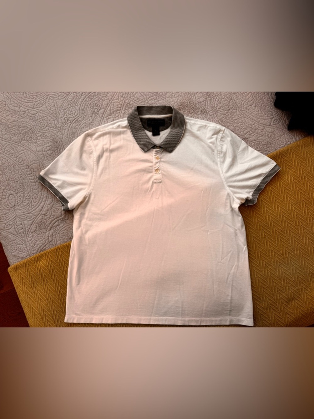 The Men’s Store Bloomingdale’s white cotton pique polo shirt size XL